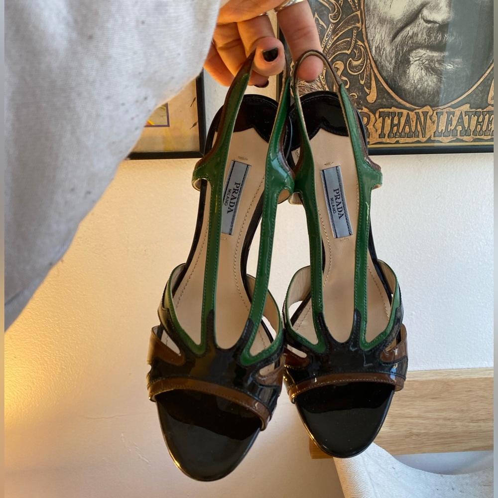 Prada Patent Leather Flame Sandals